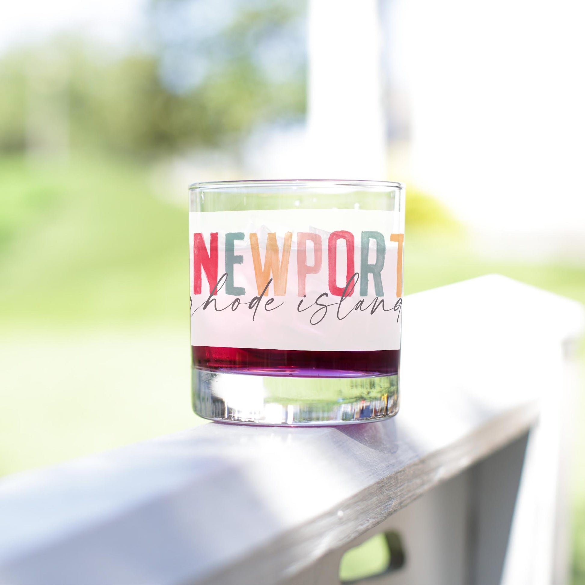 11oz Bourbon Glass-Watercolor City Newport Rhode Island -3