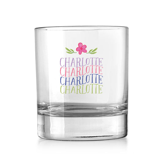 11oz Bourbon Glass-Flower Wave City & State -0