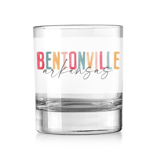 11oz Bourbon Glass-Watercolor City Bentonville Arkansas -0