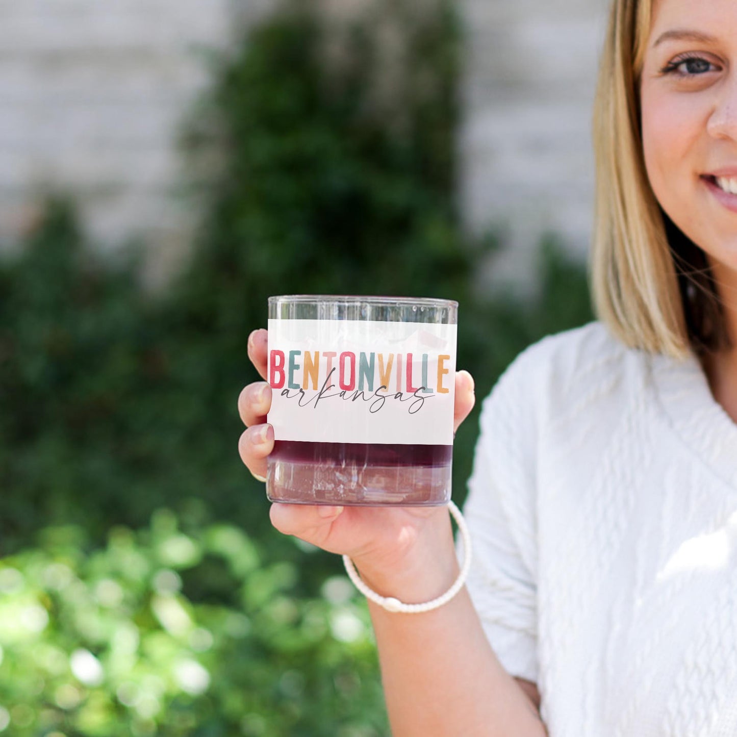 11oz Bourbon Glass-Watercolor City Bentonville Arkansas -1