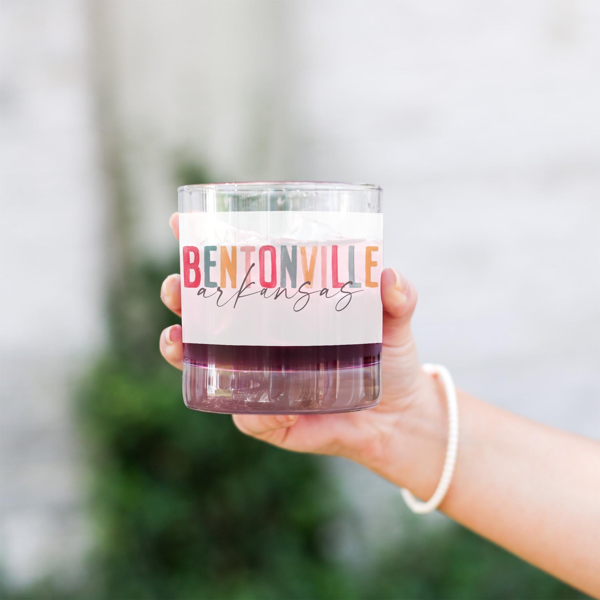 11oz Bourbon Glass-Watercolor City Bentonville Arkansas -2