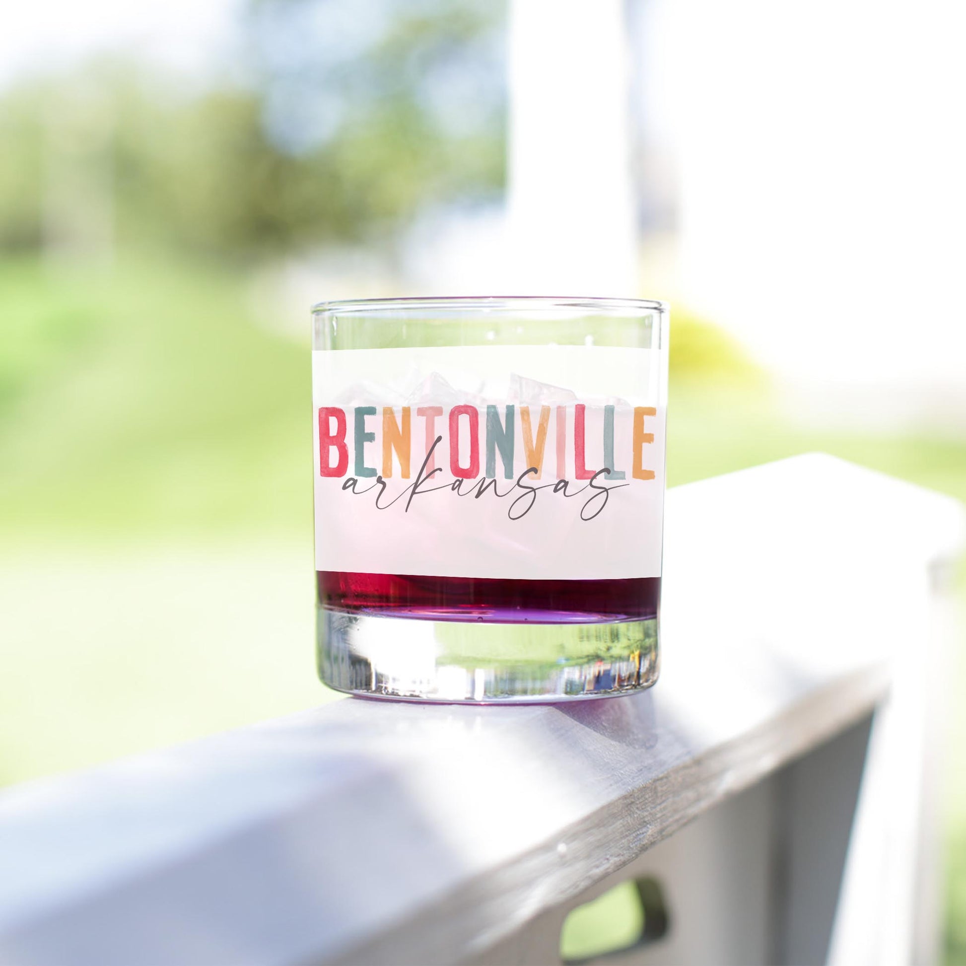 11oz Bourbon Glass-Watercolor City Bentonville Arkansas -3
