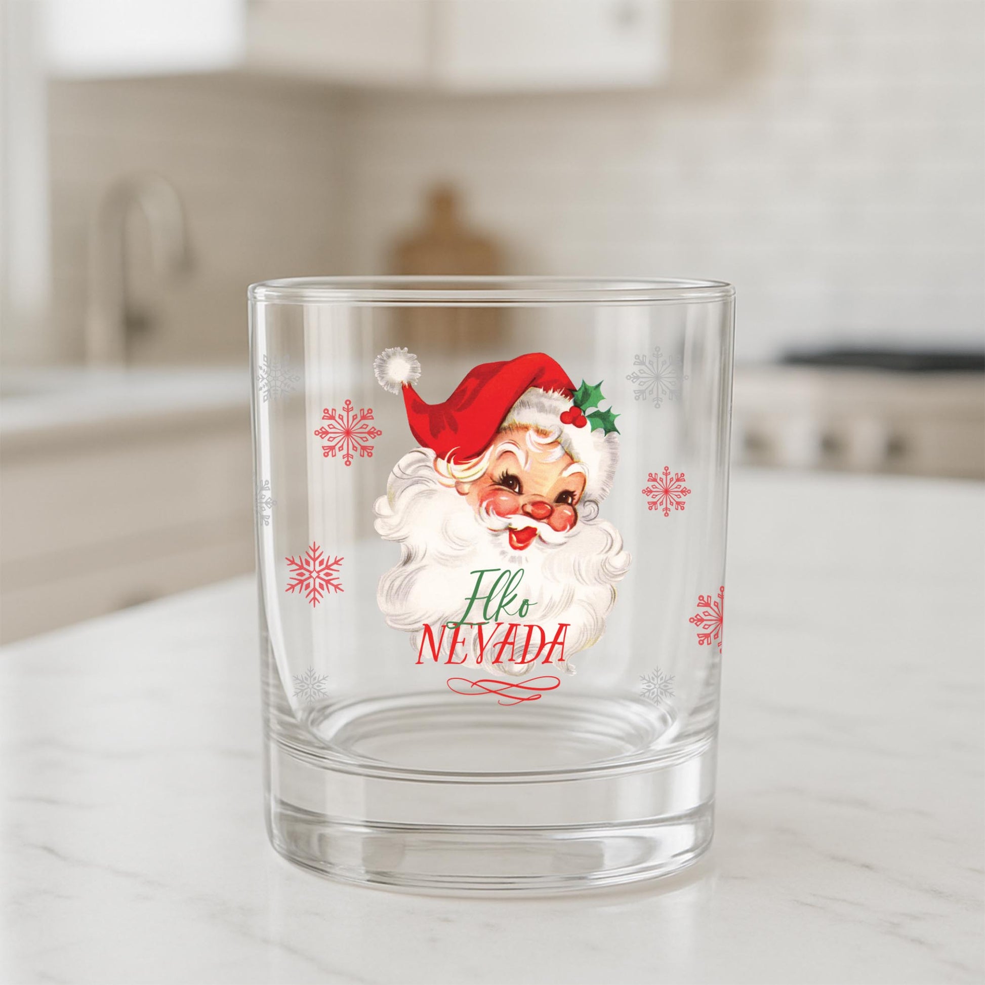 11oz Bourbon Glass-Classic Santa Elko Nevada -1