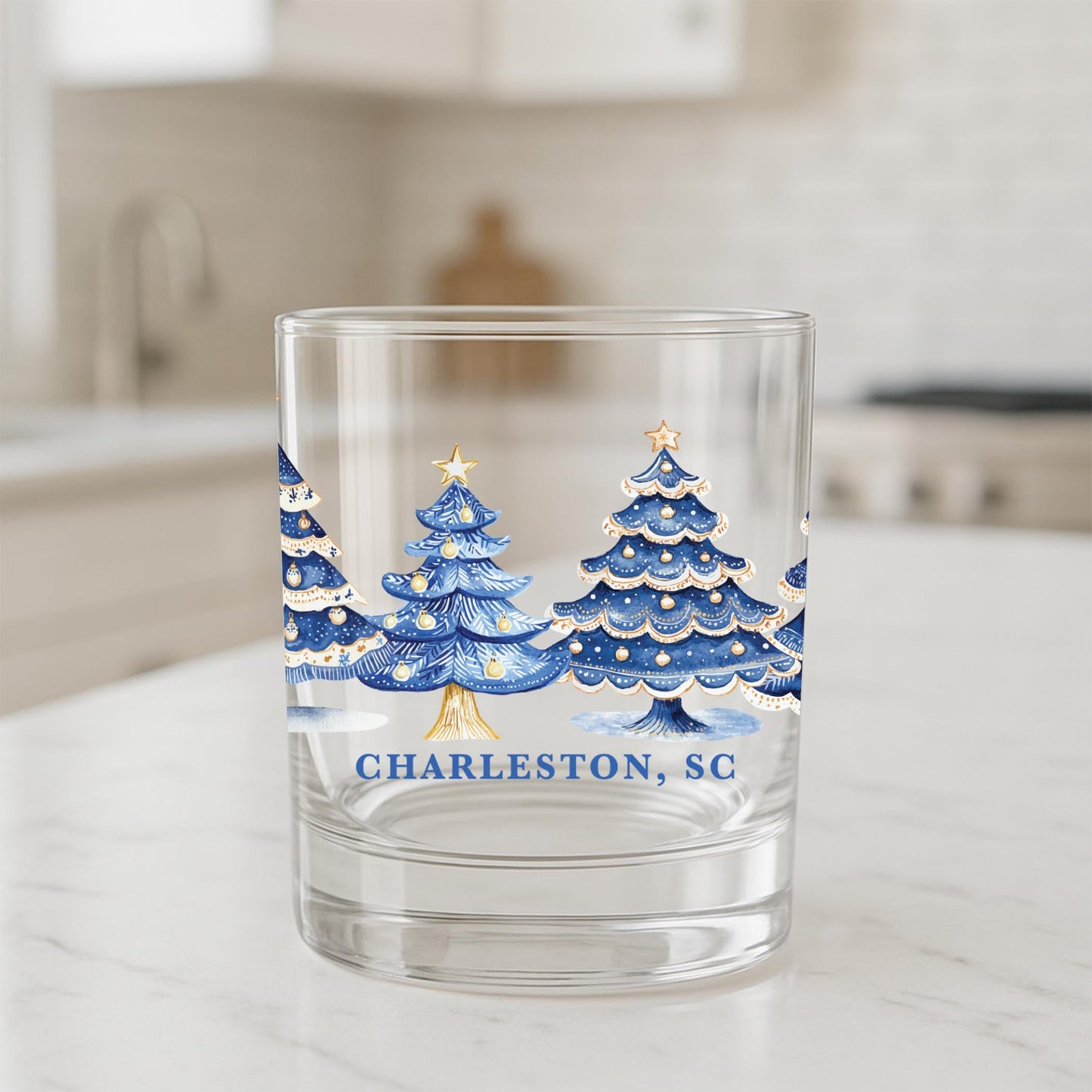 11oz Bourbon Glass-Love+Local Blue Noel - A Grand Millennial Christmas