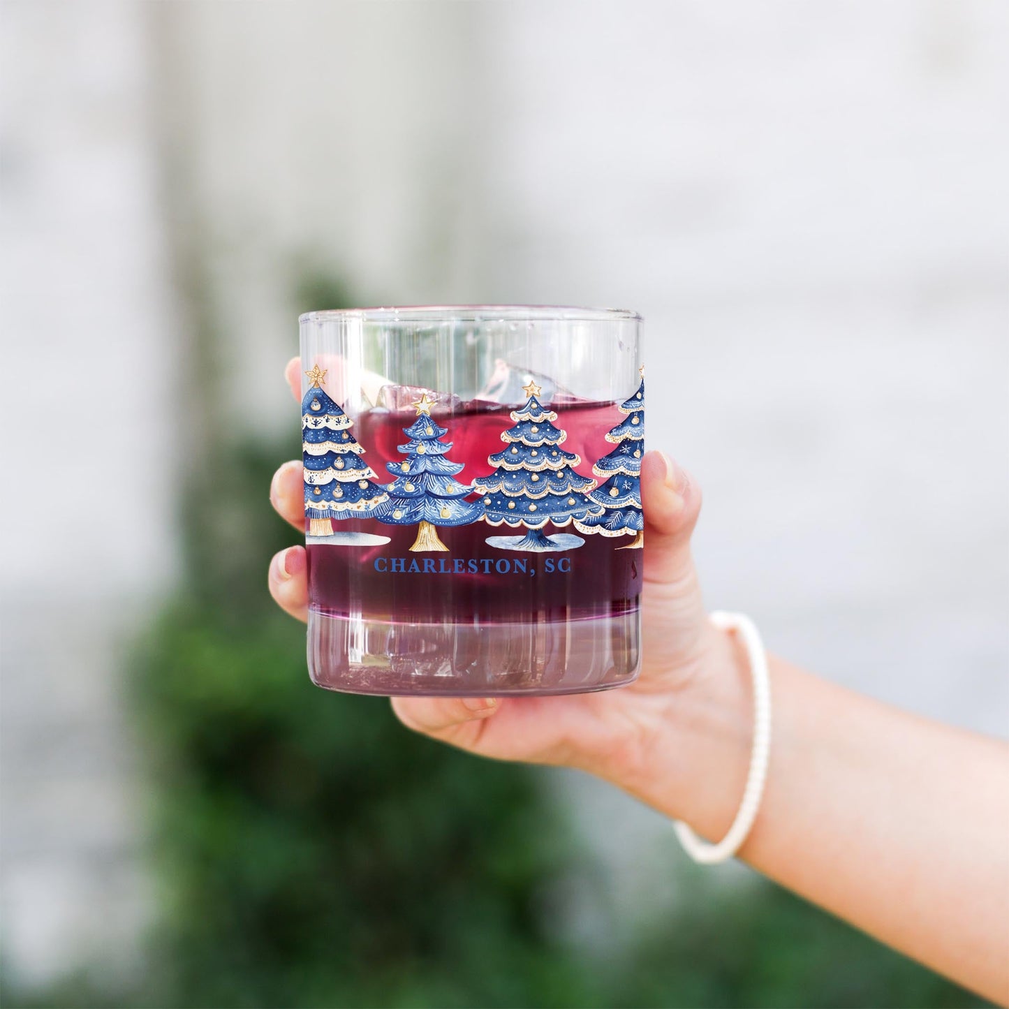 11oz Bourbon Glass-Love+Local Blue Noel - A Grand Millennial Christmas