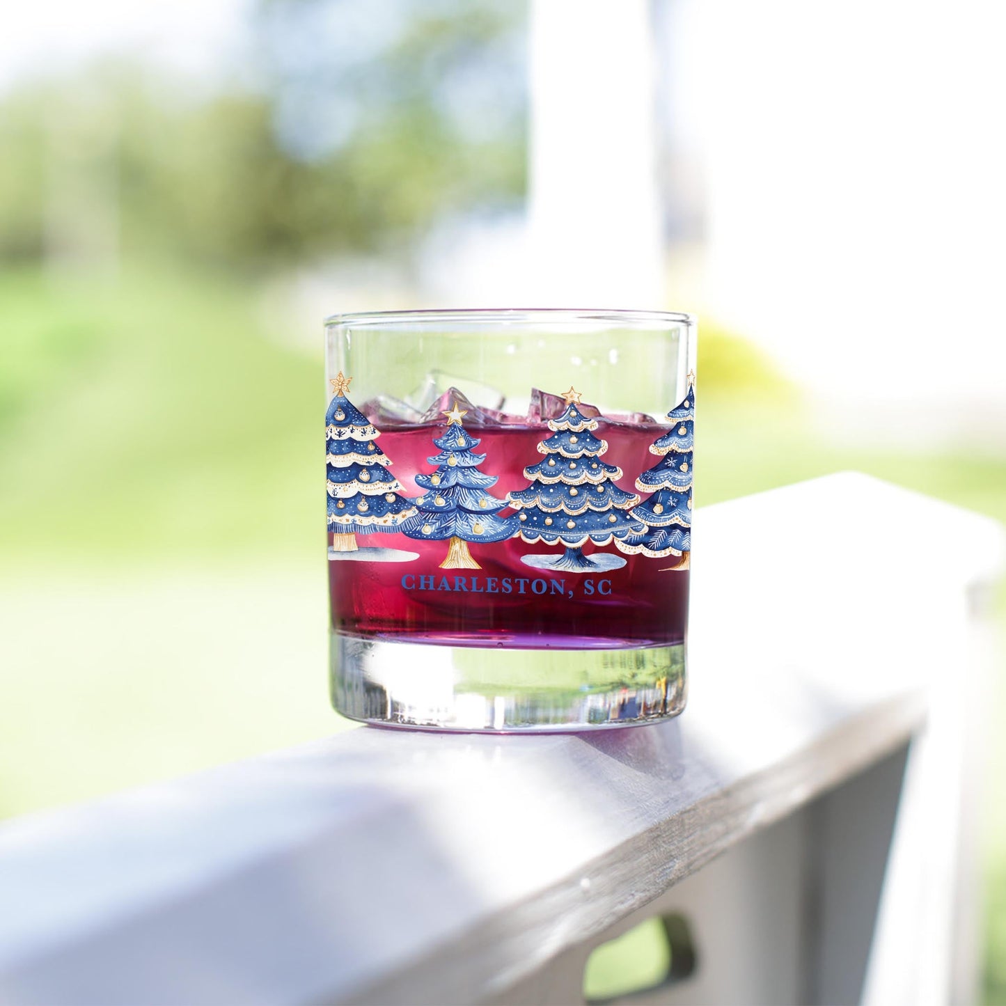 11oz Bourbon Glass-Love+Local Blue Noel - A Grand Millennial Christmas