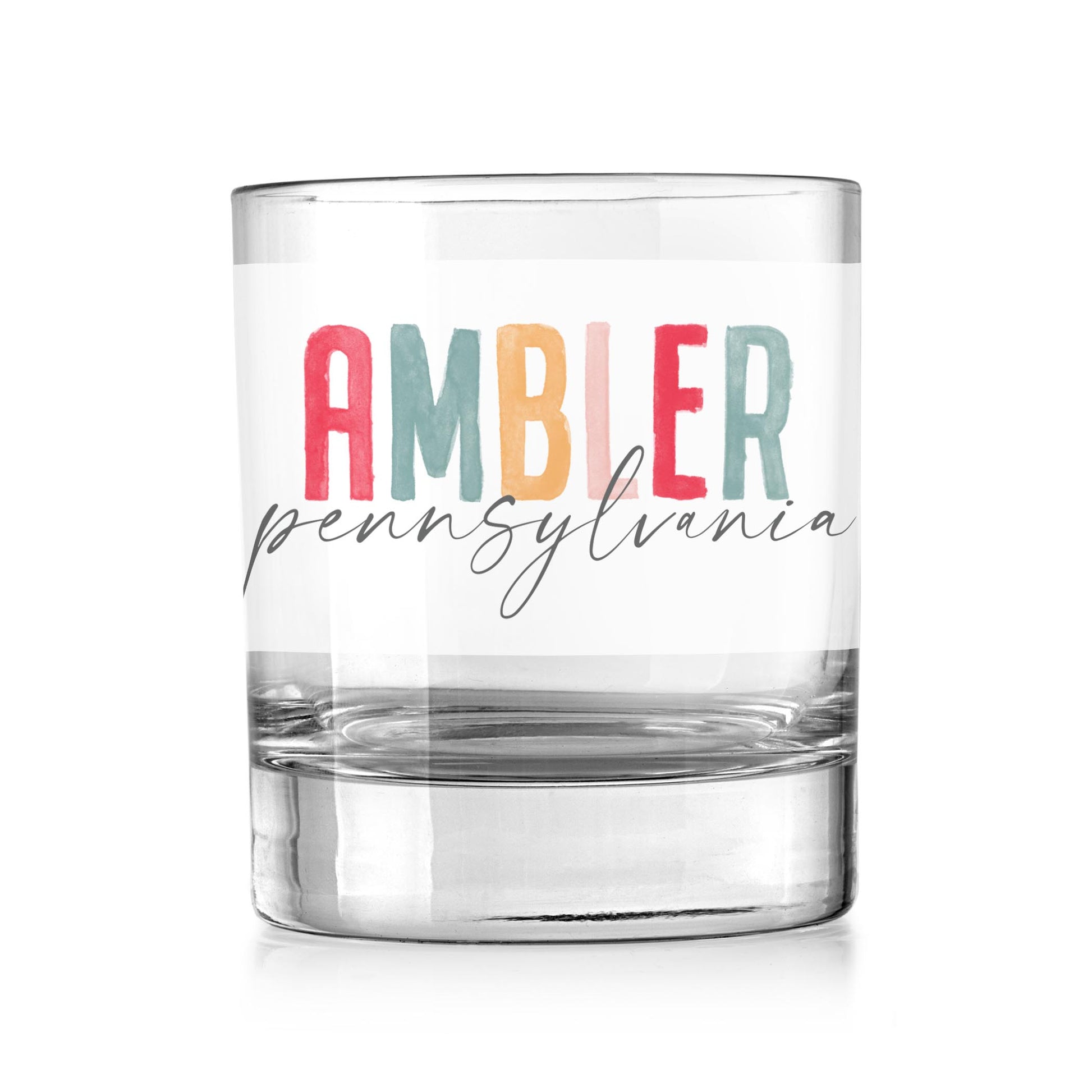 11oz Bourbon Glass-Watercolor City Ambler Pennsylvania -0