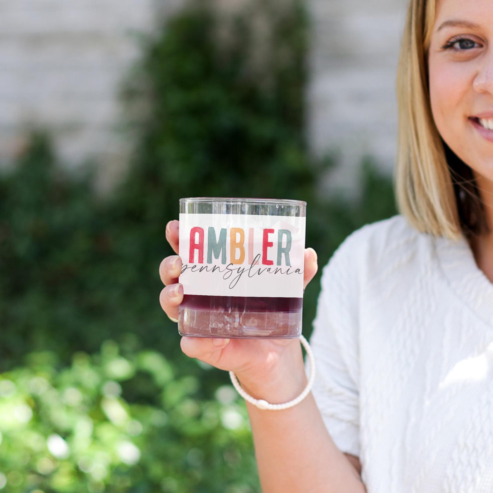11oz Bourbon Glass-Watercolor City Ambler Pennsylvania -1