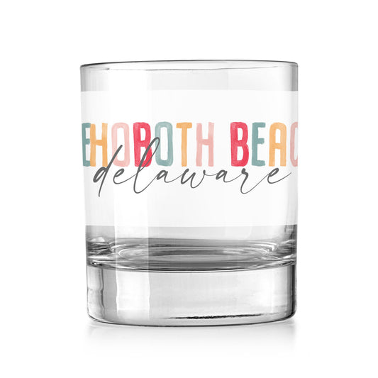 11oz Bourbon Glass-Watercolor City Rehoboth Beach Delaware -0