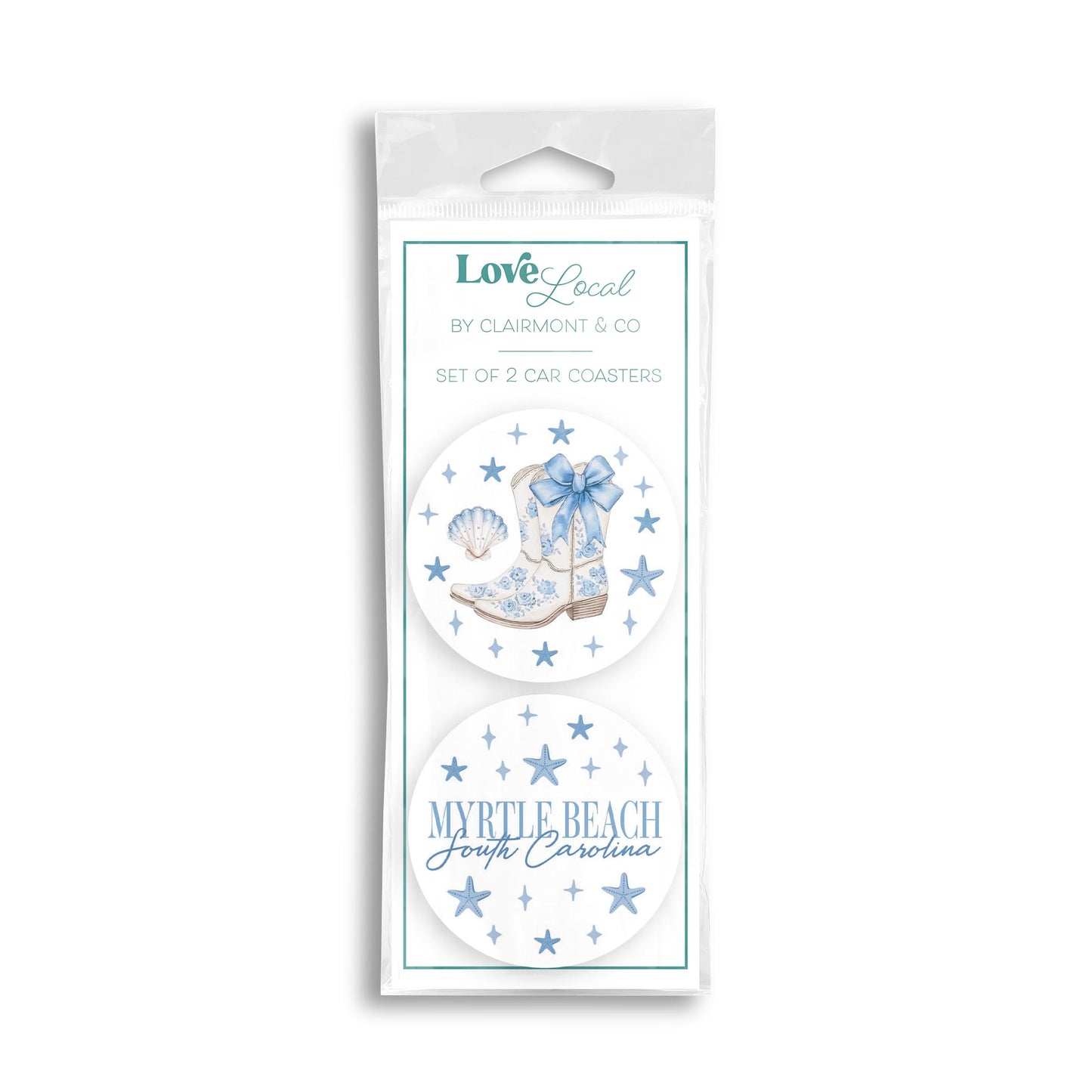 Car Coaster 2-Pack Love Local-Love+Local Coastal Cowgirl -0