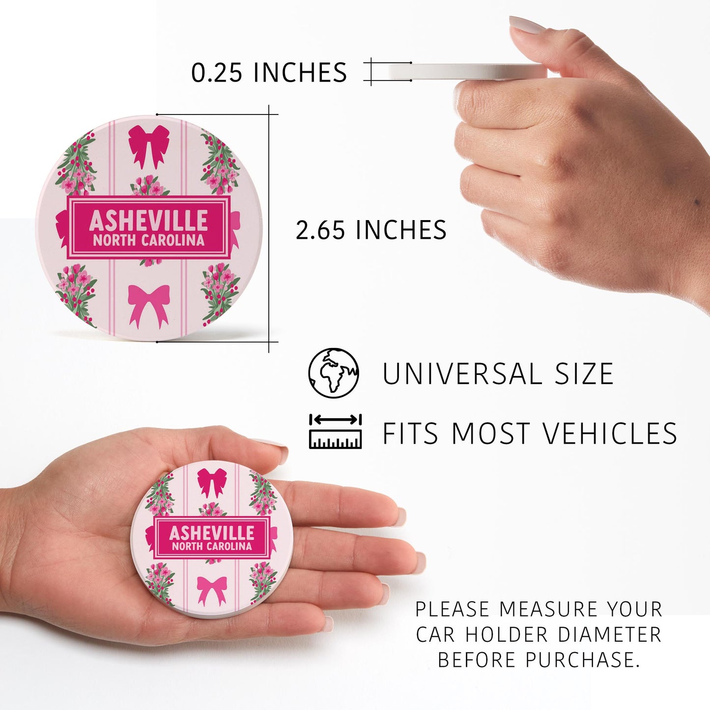 Car Coaster 2-Pack Love Local-Love+Local Bonita Bows -2