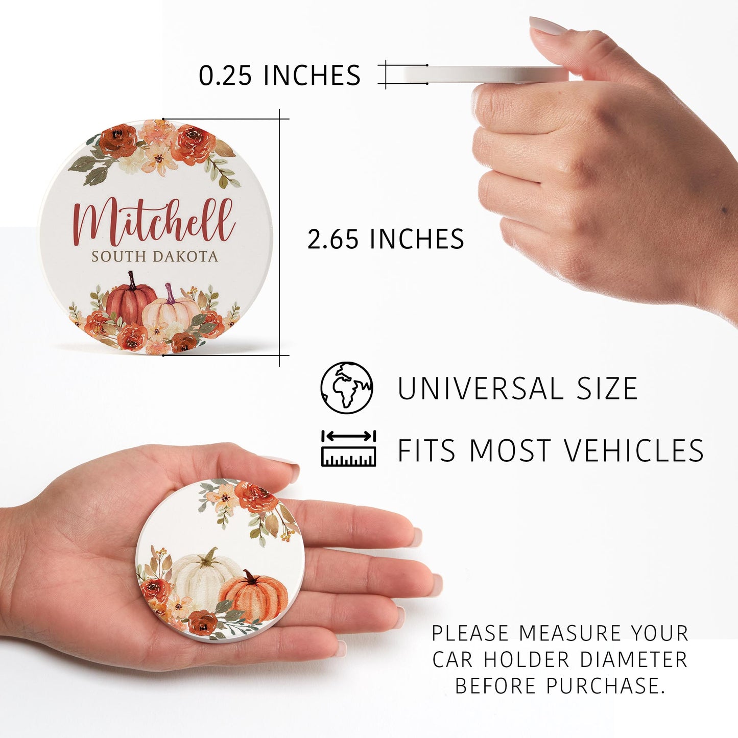 Car Coaster 2-Pack Love Local-Fall & Harvest Mitchell South Dakota