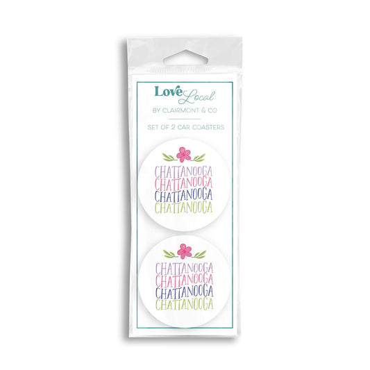 Car Coaster 2-Pack Love Local-Flower Wave City & State -0