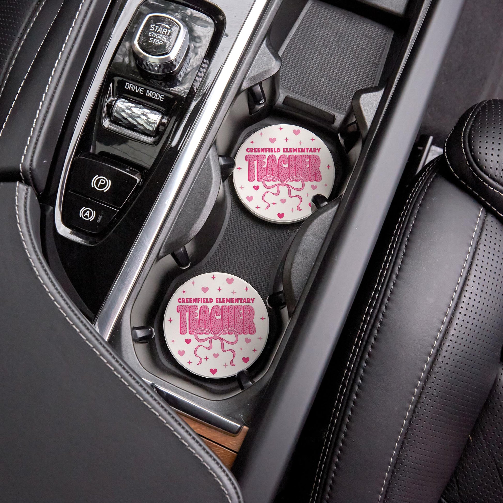 Car Coaster 2-Pack Love Local-Love+Local Classroom Coquette Teacher Bow -4