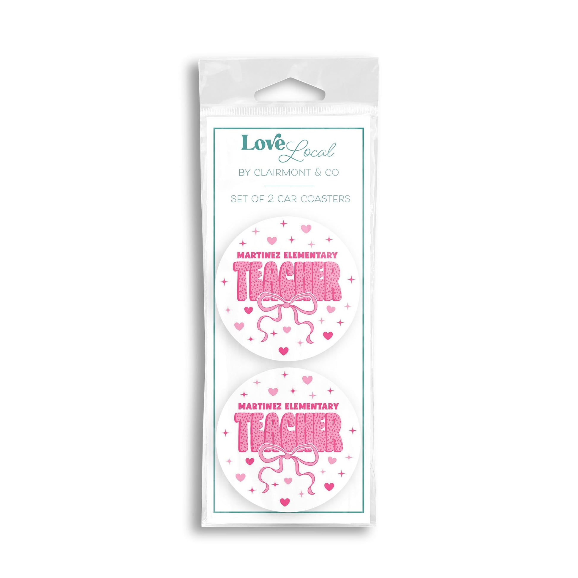 Car Coaster 2-Pack Love Local-Classroom Coquette Martinez Elementary -0