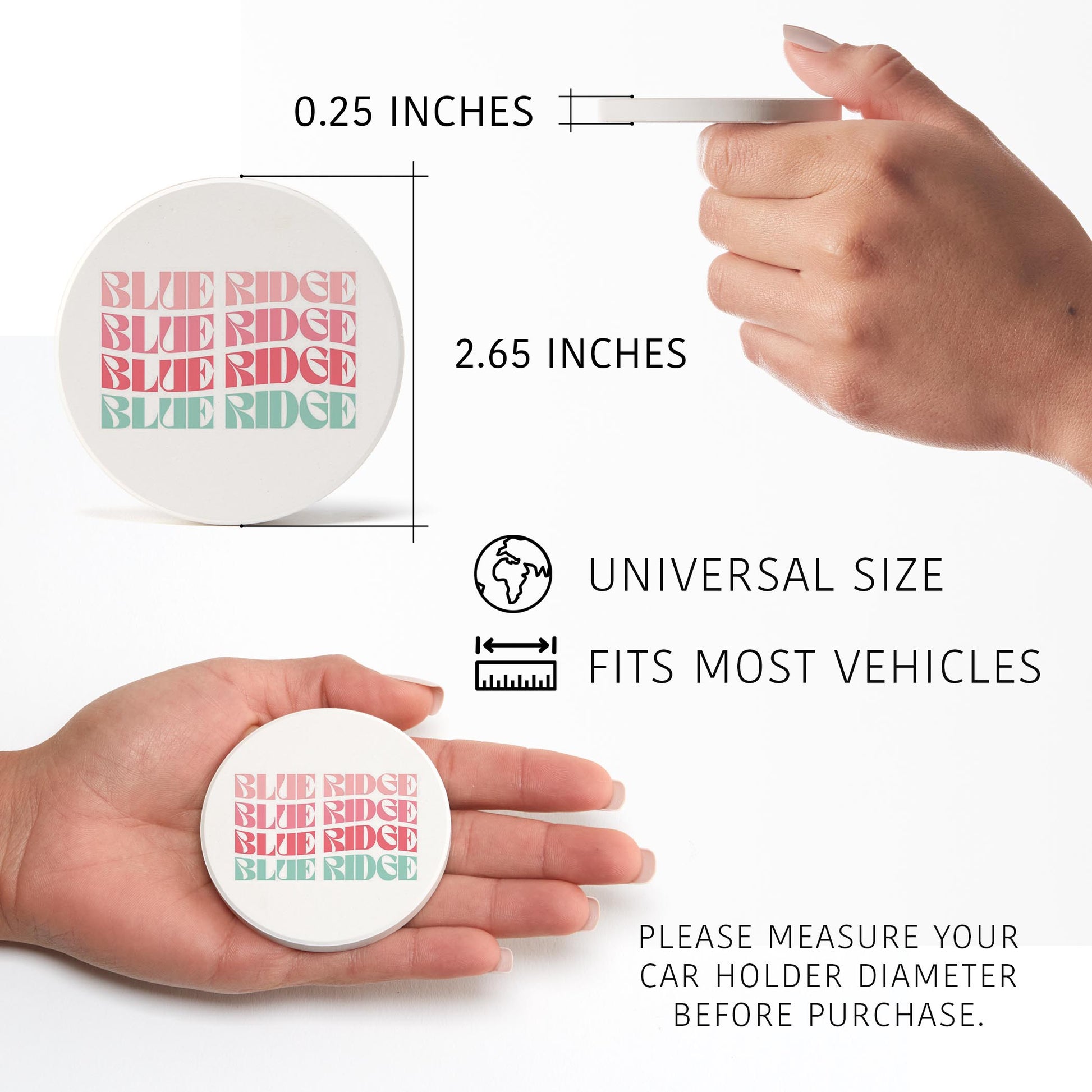 Car Coaster 2-Pack Love Local-Retro Wave Blue Ridge Georgia -2