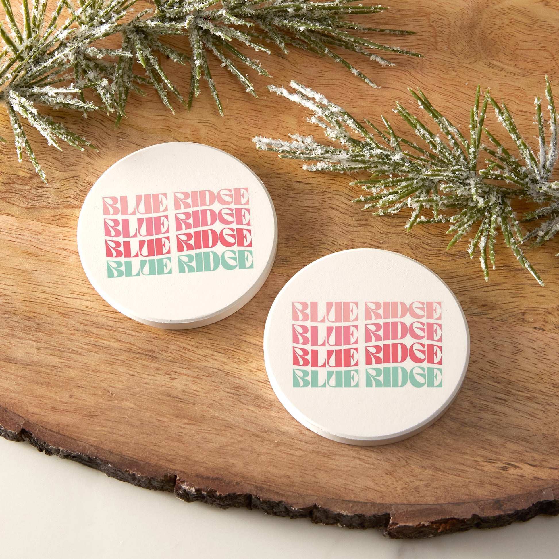 Car Coaster 2-Pack Love Local-Retro Wave Blue Ridge Georgia -3