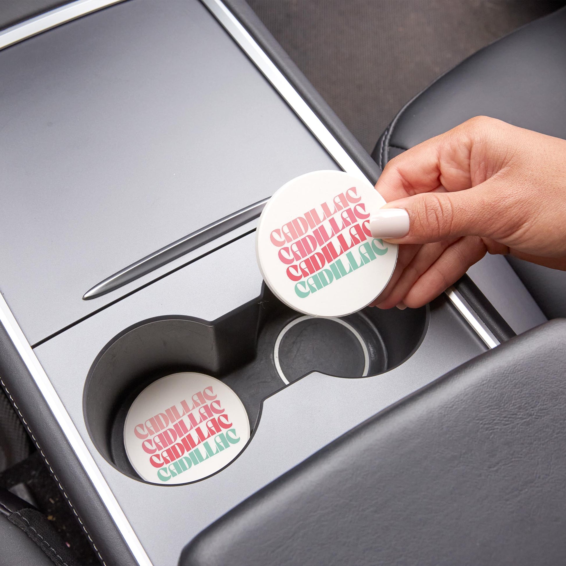 Car Coaster 2-Pack Love Local-Retro Wave Cadillac Michigan -1