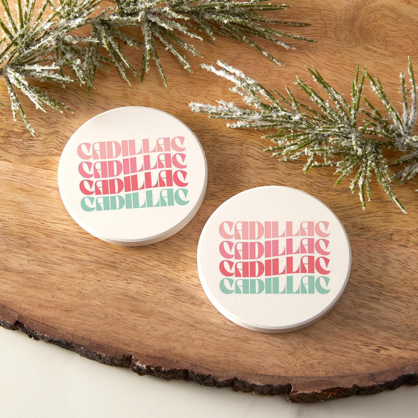 Car Coaster 2-Pack Love Local-Retro Wave Cadillac Michigan -3