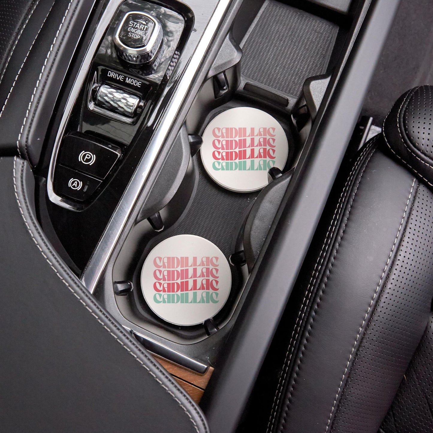 Car Coaster 2-Pack Love Local-Retro Wave Cadillac Michigan -4