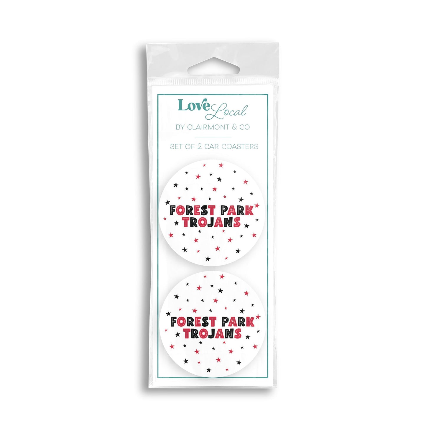 Car Coaster 2-Pack Love Local-Game Day Stars Forest Park Trojans -0
