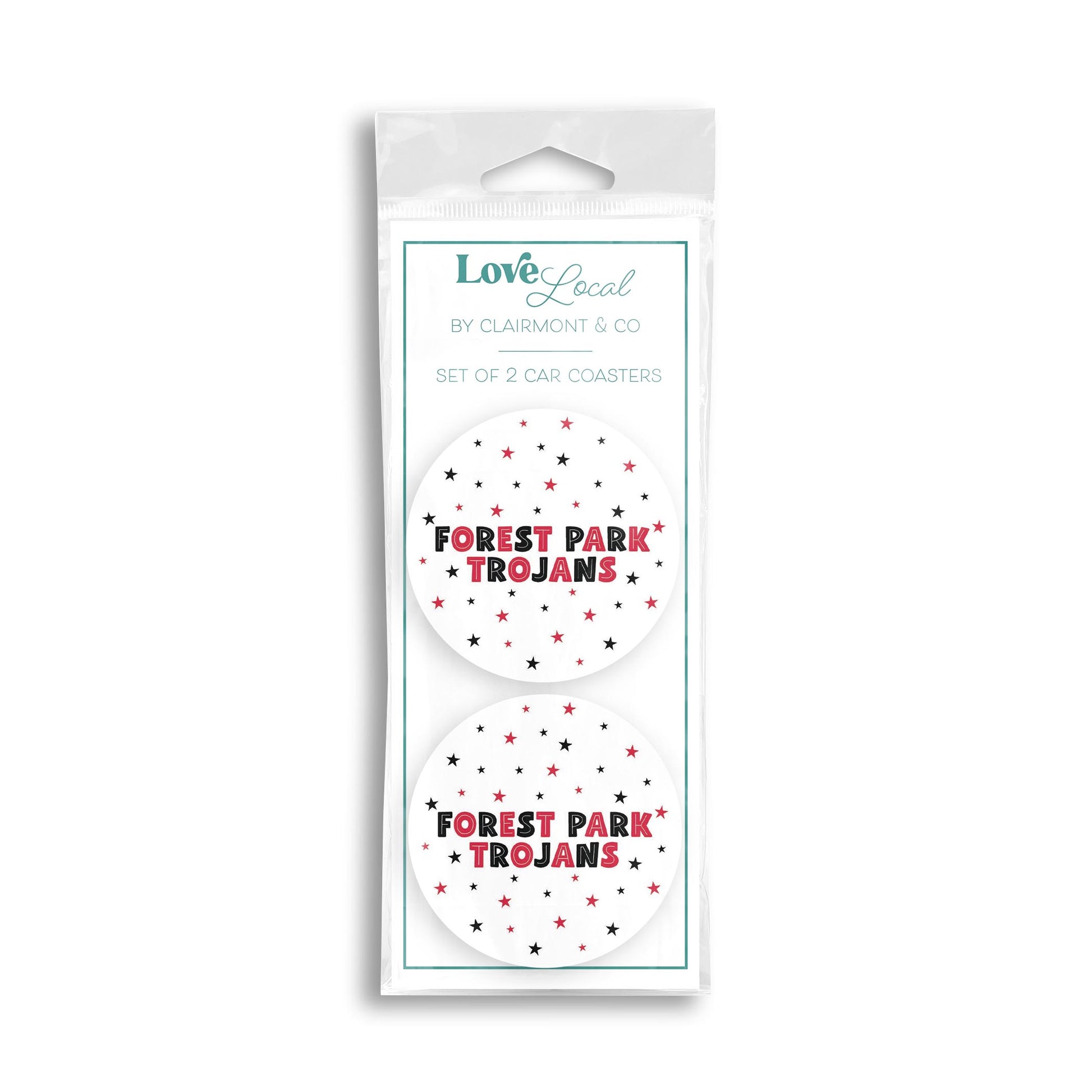 Car Coaster 2-Pack Love Local-Game Day Stars Forest Park Trojans -0