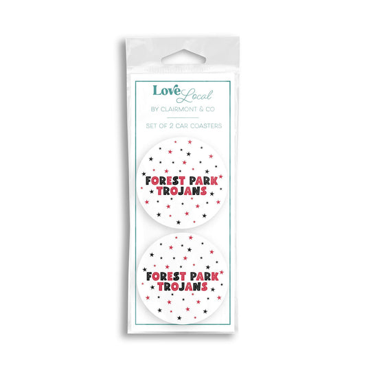 Car Coaster 2-Pack Love Local-Game Day Stars Forest Park Trojans -0