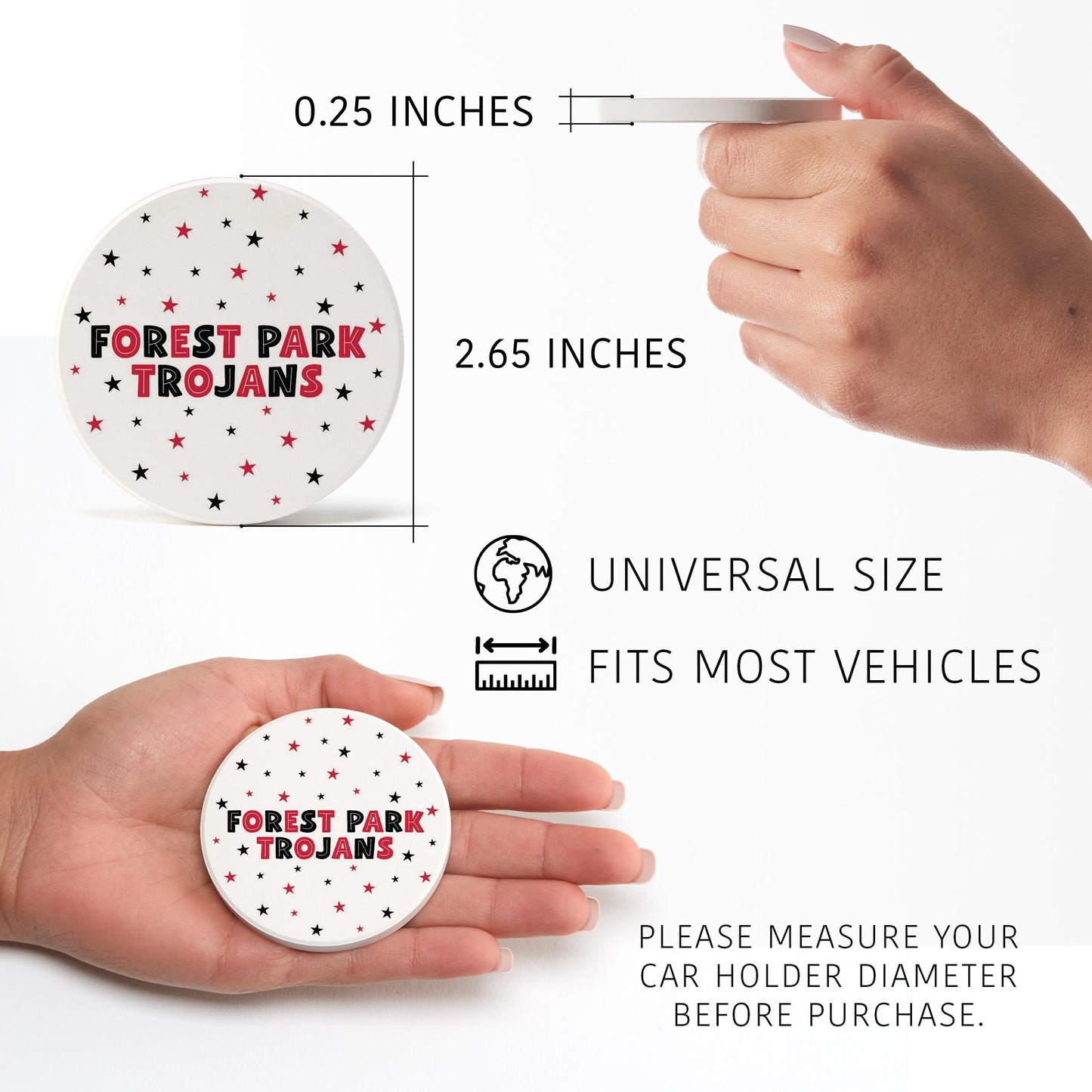 Car Coaster 2-Pack Love Local-Game Day Stars Forest Park Trojans -2