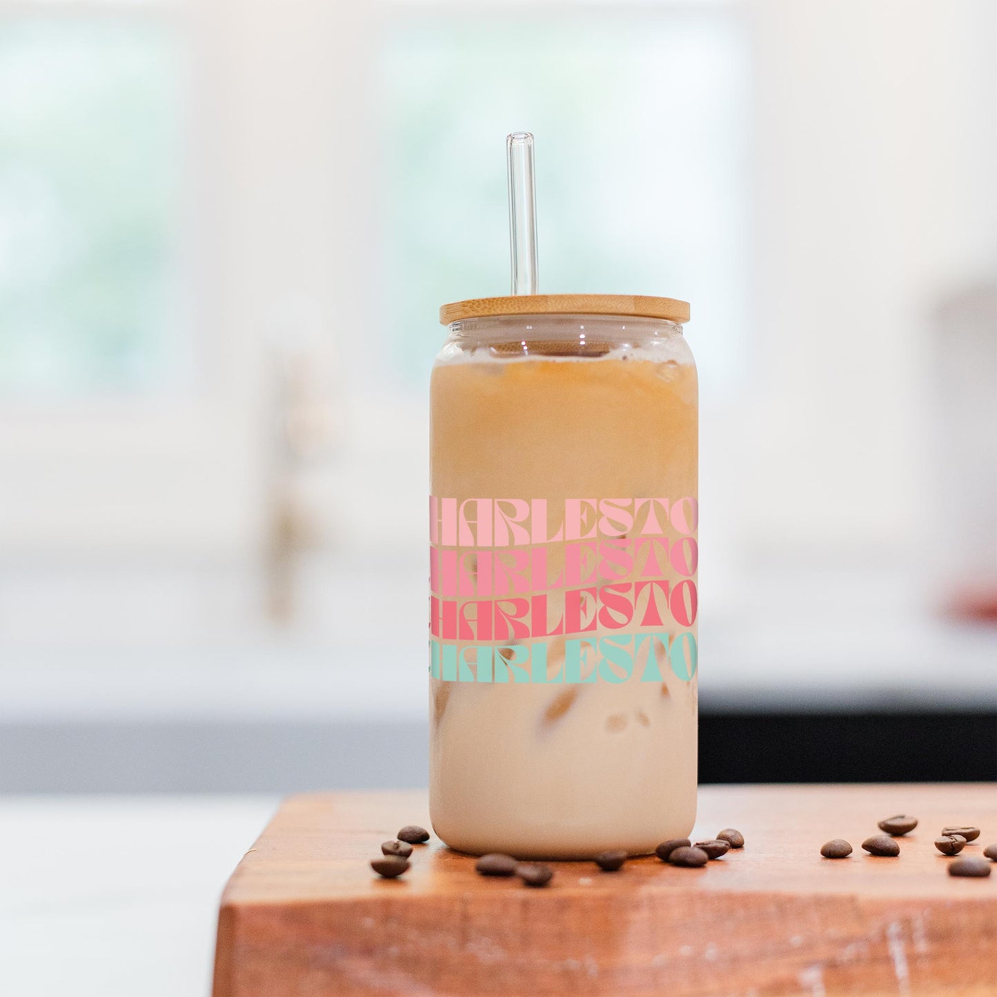 16oz Cold Brew Glass-Retro Wave Charleston -2