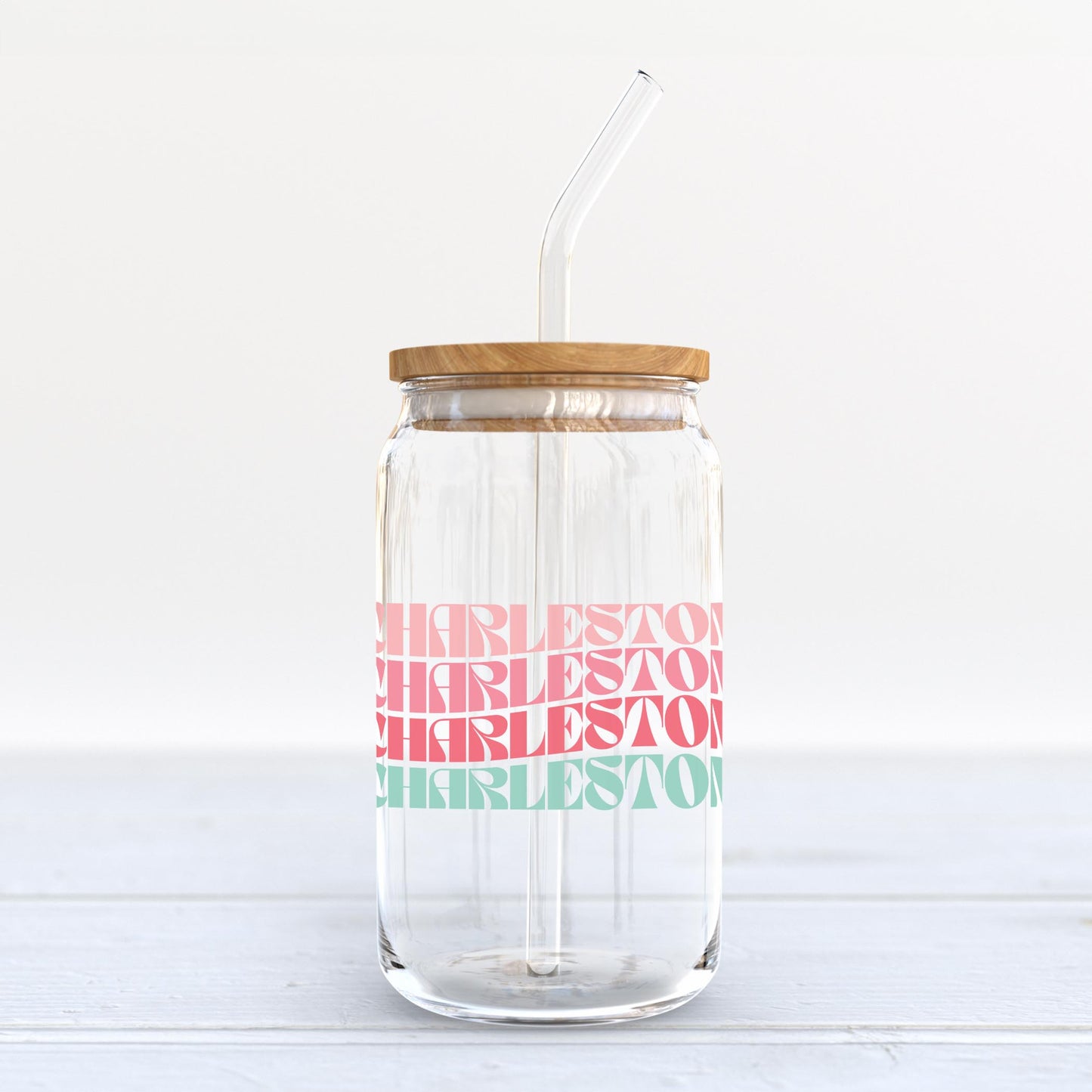 16oz Cold Brew Glass-Retro Wave Charleston -3