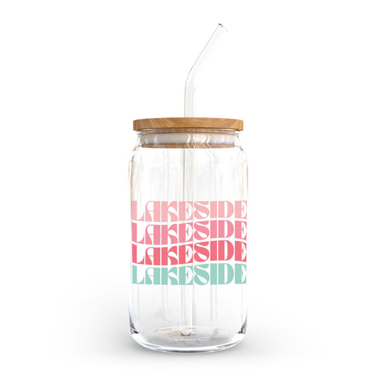 16oz Cold Brew Glass-Retro Wave Lakeside -0