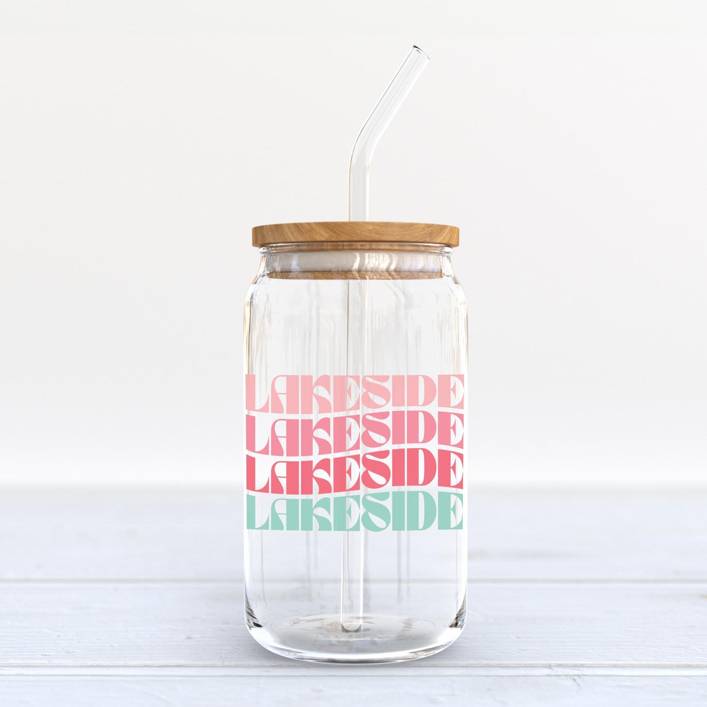 16oz Cold Brew Glass-Retro Wave Lakeside -3