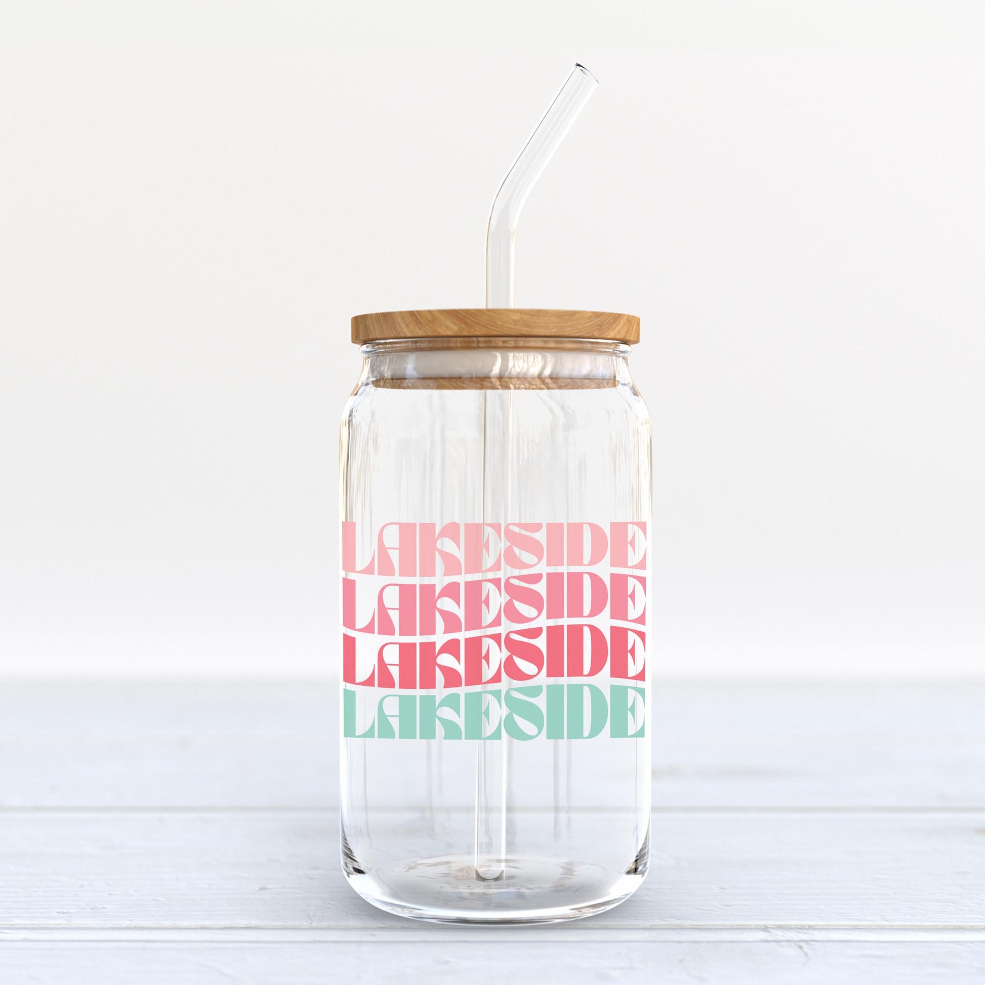 16oz Cold Brew Glass-Retro Wave Lakeside -3