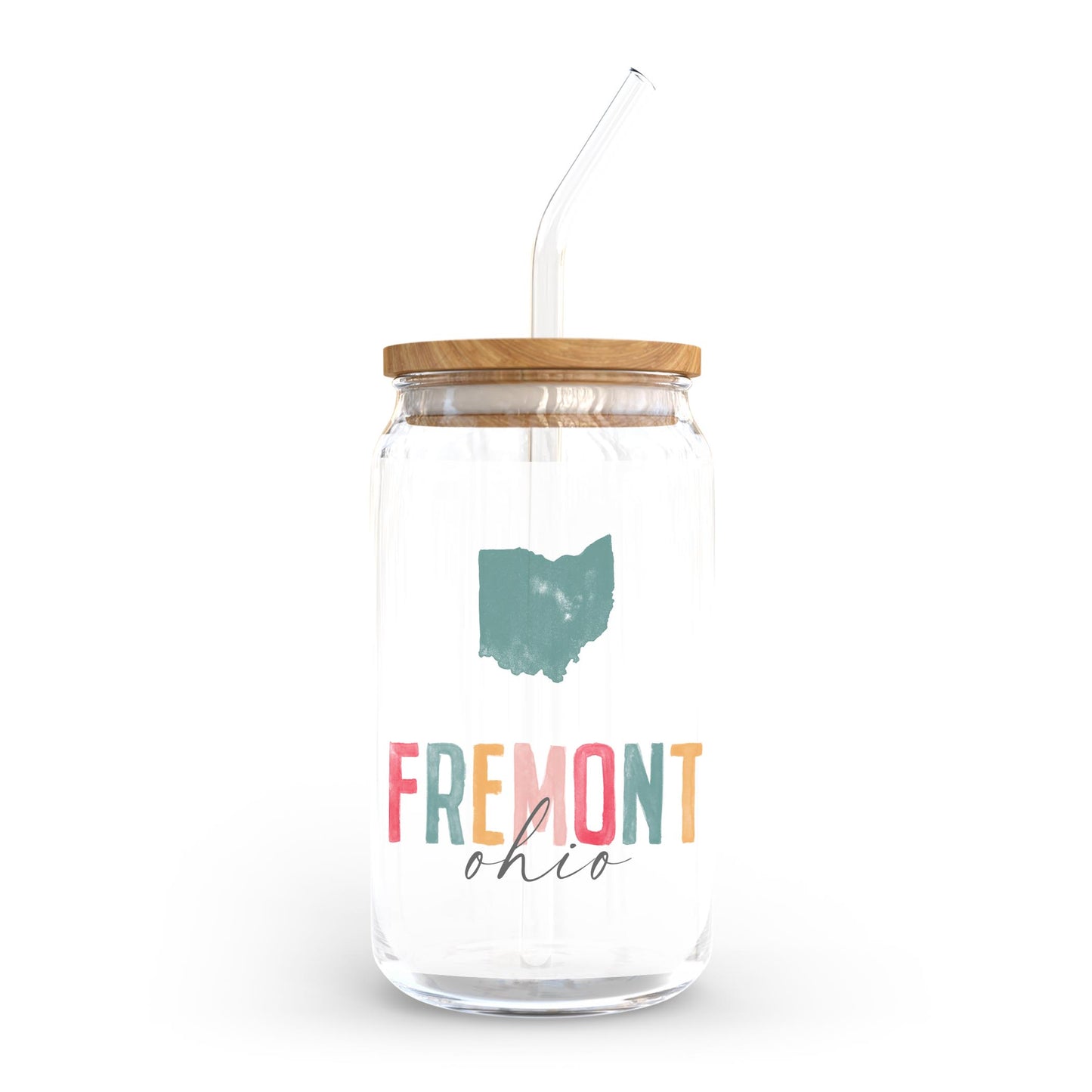 16oz Cold Brew Glass-Watercolor City Fremont Ohio -0