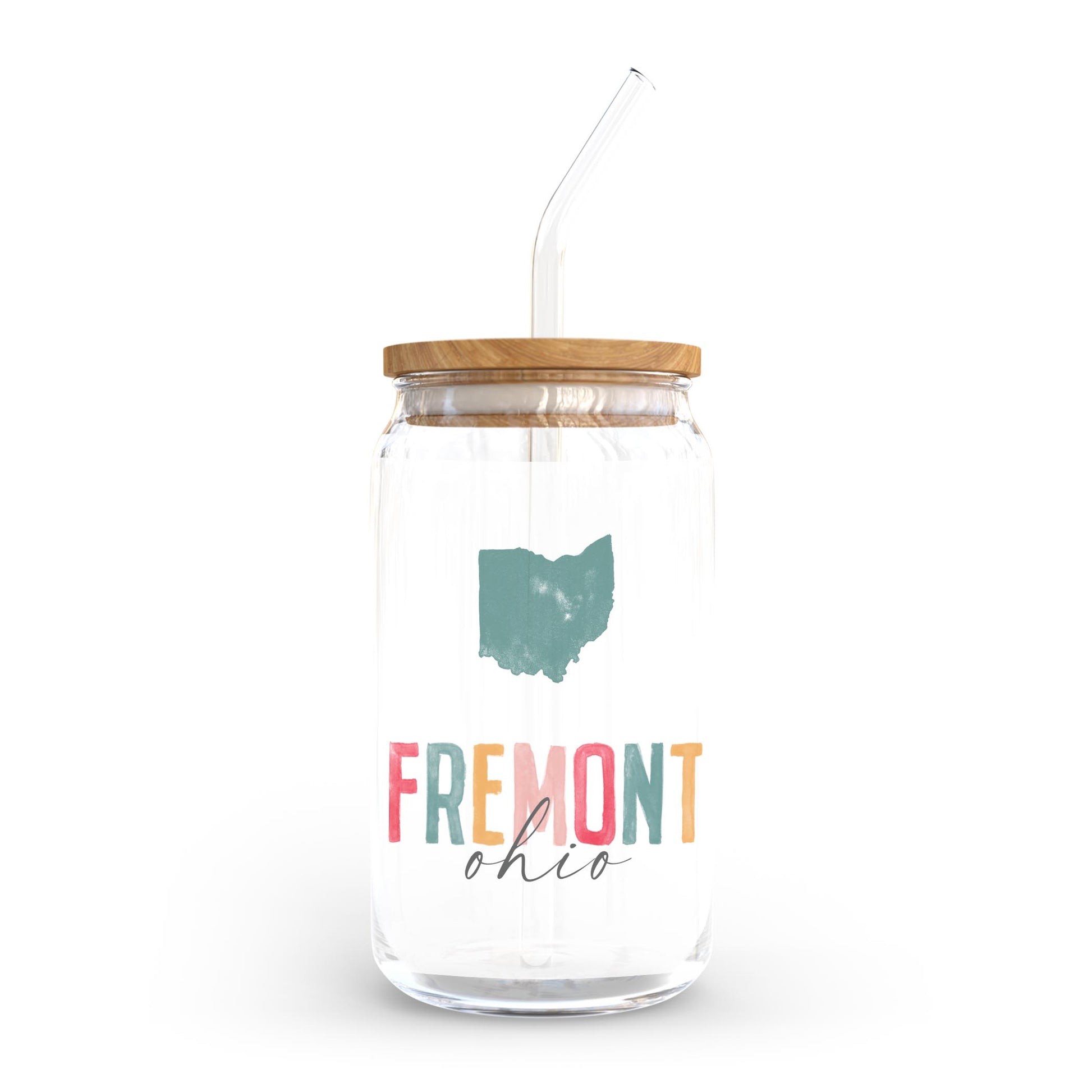 16oz Cold Brew Glass-Watercolor City Fremont Ohio -0