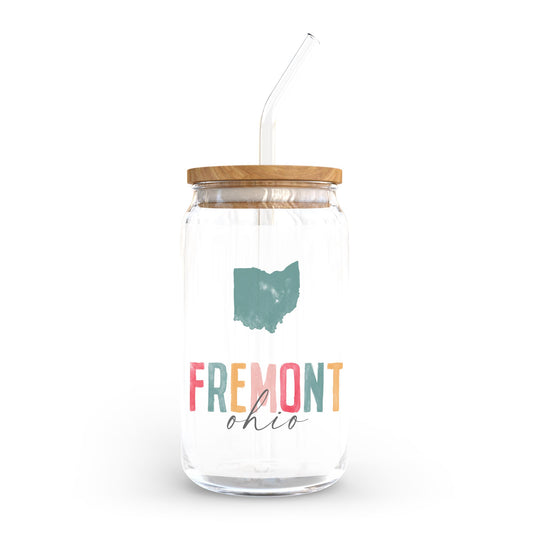 16oz Cold Brew Glass-Watercolor City Fremont Ohio -0
