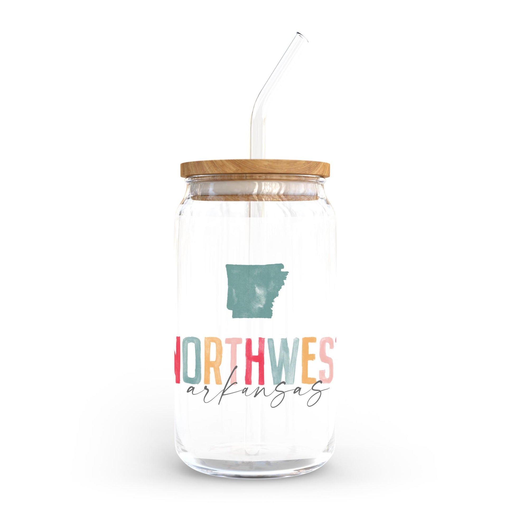 16oz Cold Brew Glass-Watercolor City Northwest Arkansas -0