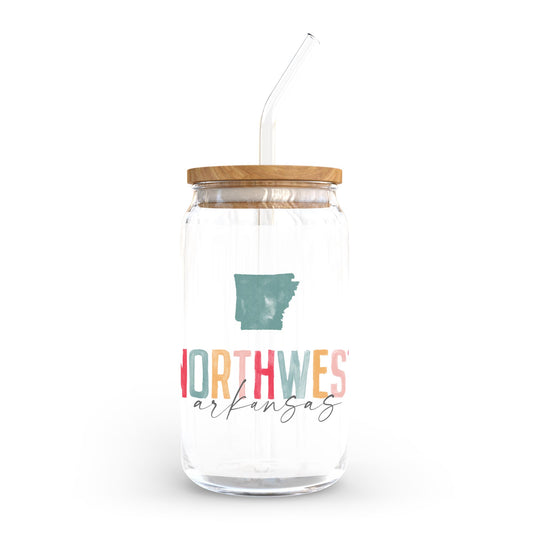 16oz Cold Brew Glass-Watercolor City Northwest Arkansas -0