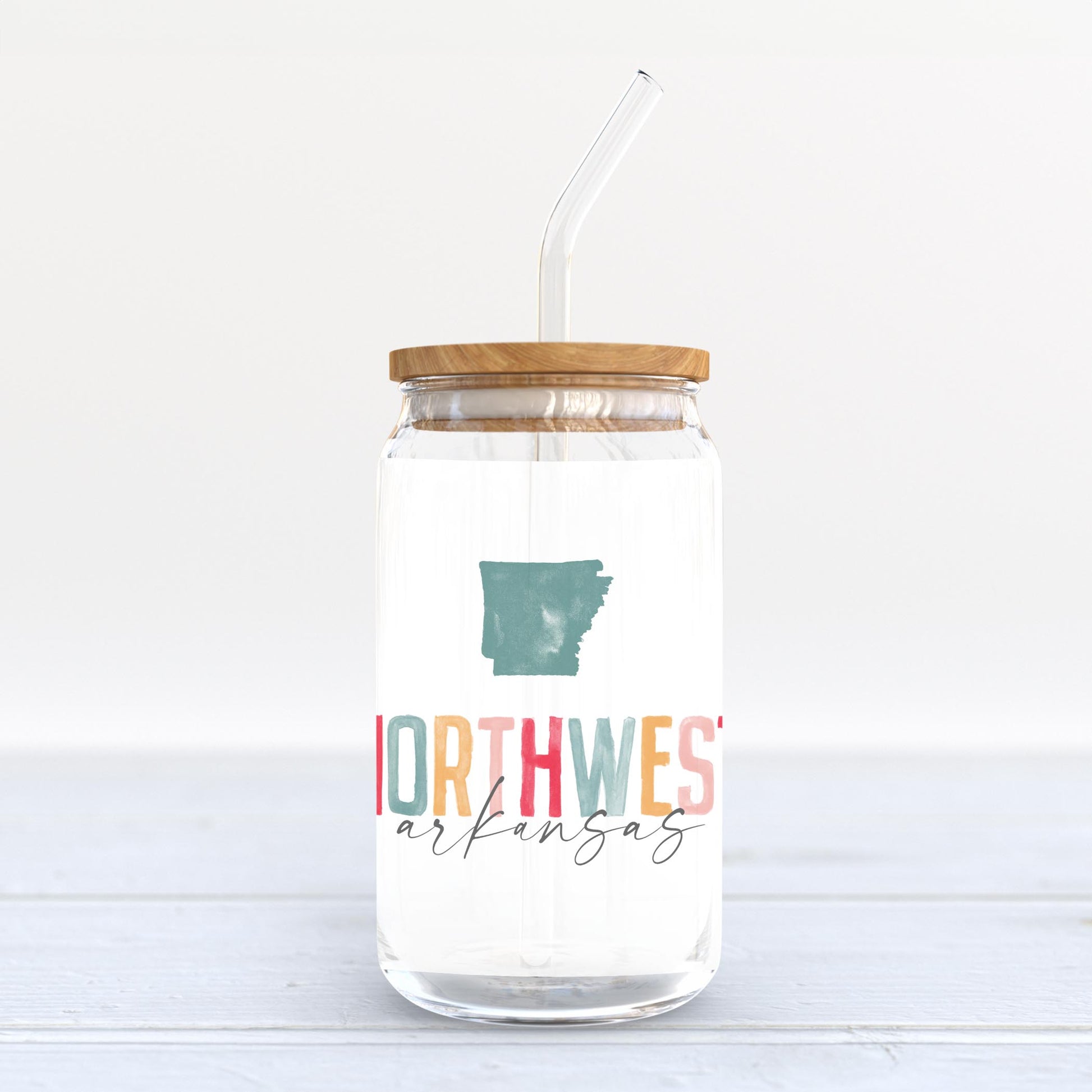 16oz Cold Brew Glass-Watercolor City Northwest Arkansas -3