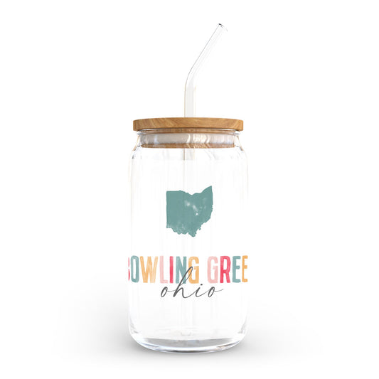 16oz Cold Brew Glass-Watercolor City Bowling Green Ohio -0