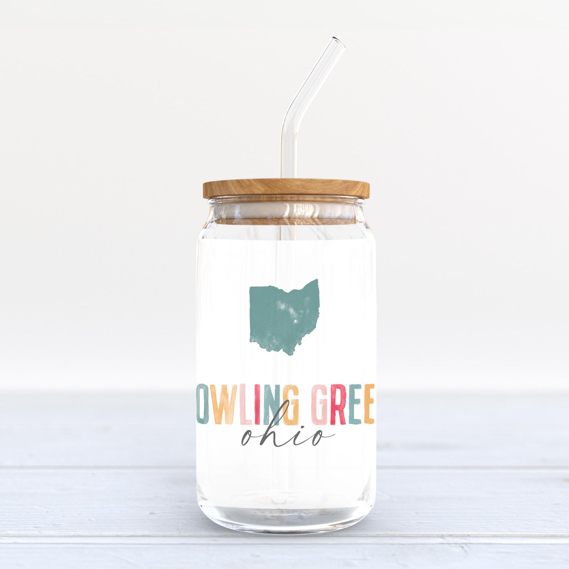 16oz Cold Brew Glass-Watercolor City Bowling Green Ohio -3