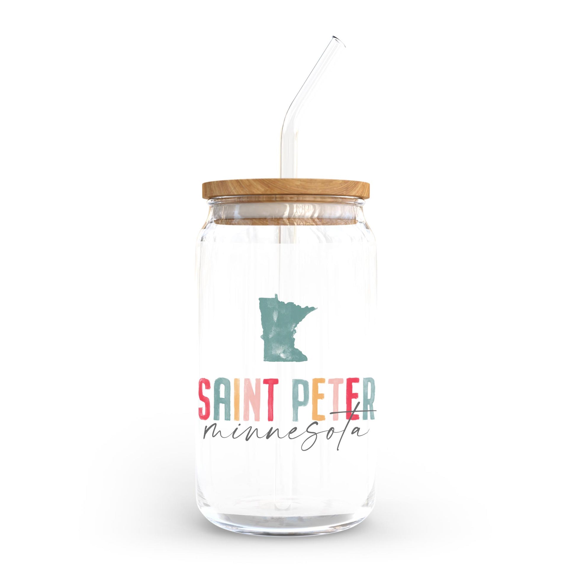 16oz Cold Brew Glass-Watercolor City Saint Peter Minnesota -0