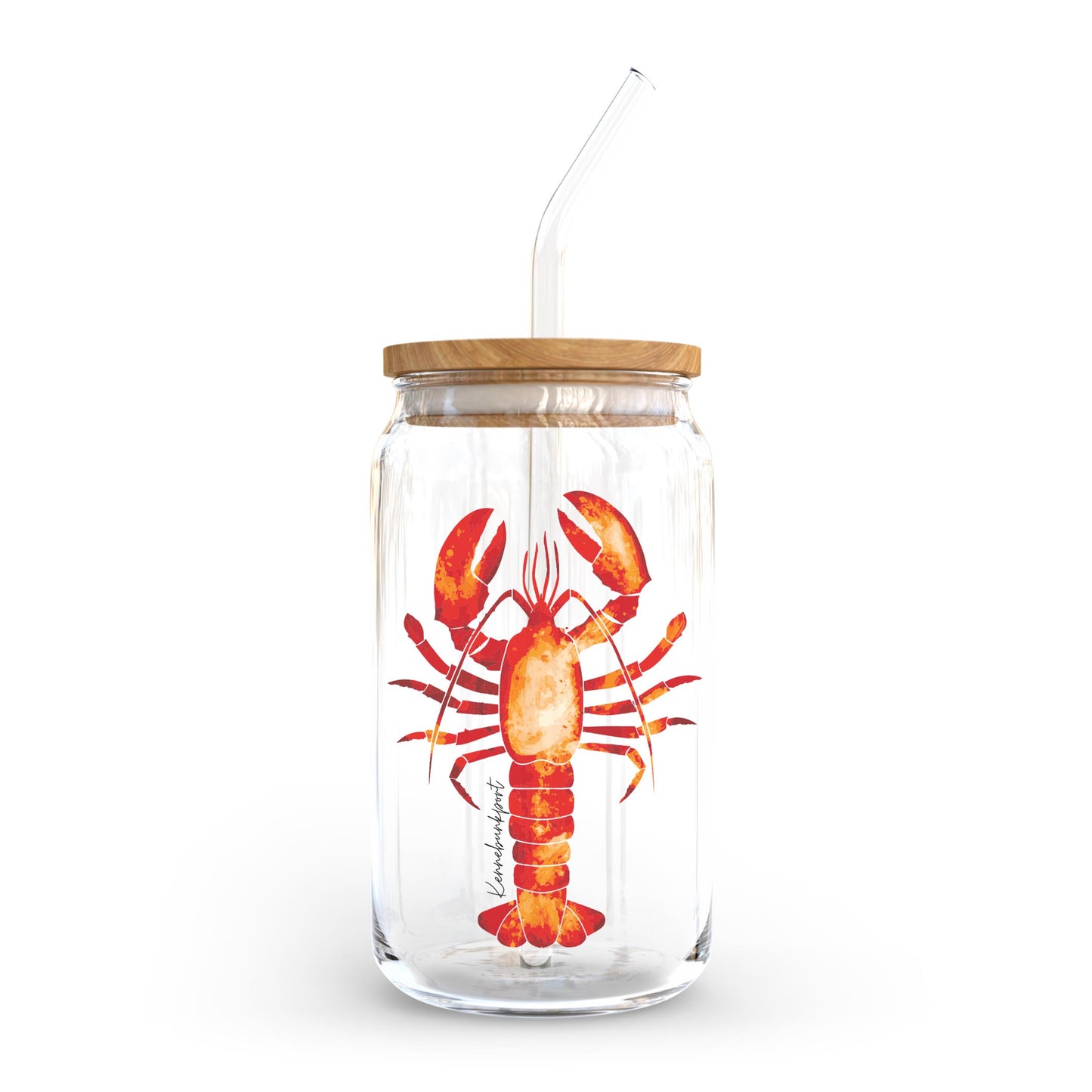 16oz Cold Brew Glass-Kennebunkport Maine Orange Lobster