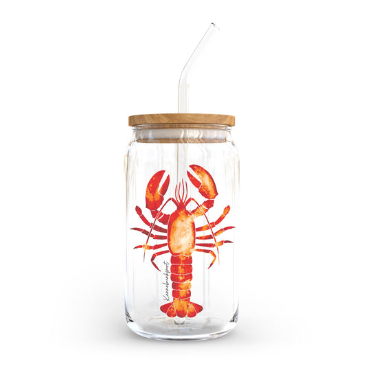 16oz Cold Brew Glass-Kennebunkport Maine Orange Lobster