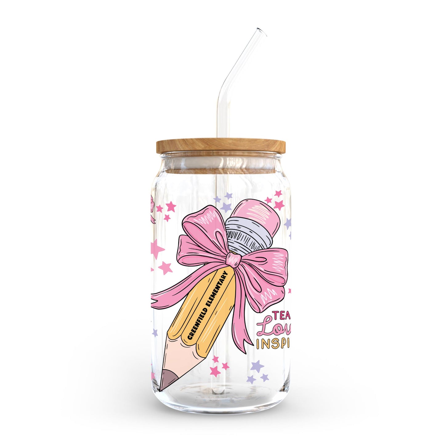 16oz Cold Brew Glass-Love+Local Classroom Coquette Teach Love Inspire -0