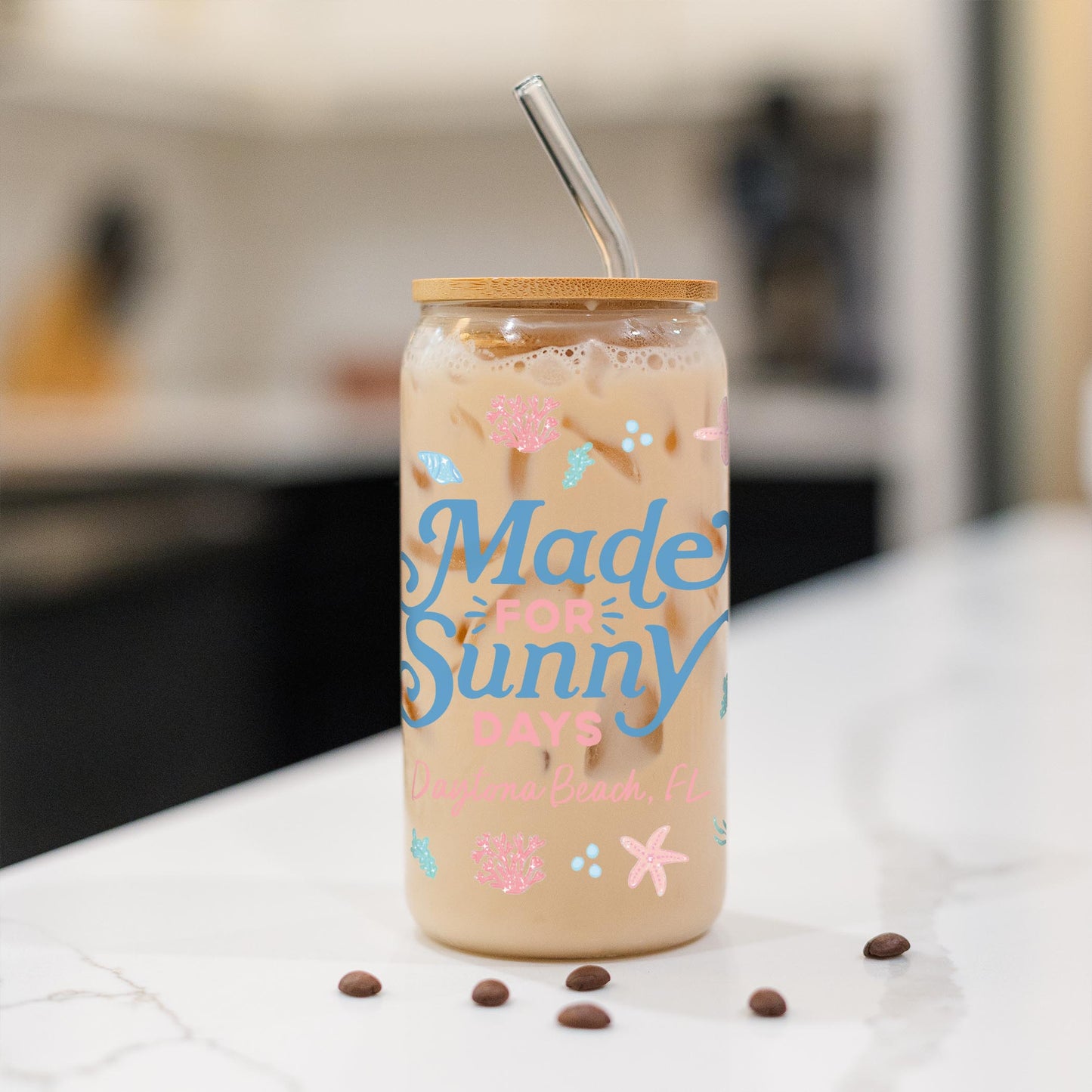 16oz Cold Brew Glass-City & State Coastal Sea Turtles -1