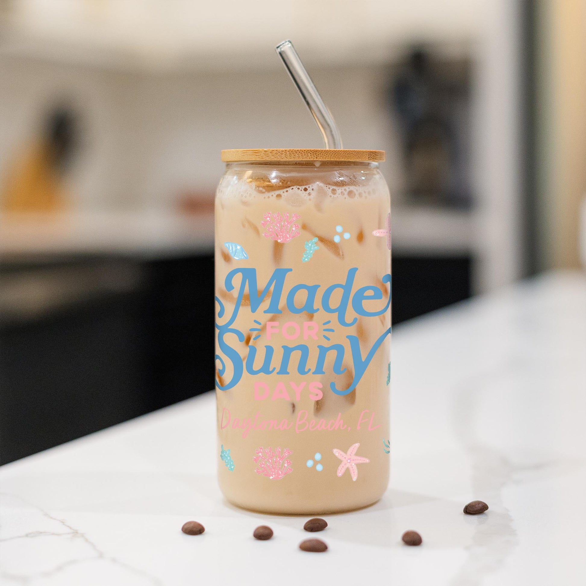 16oz Cold Brew Glass-City & State Coastal Sea Turtles -1