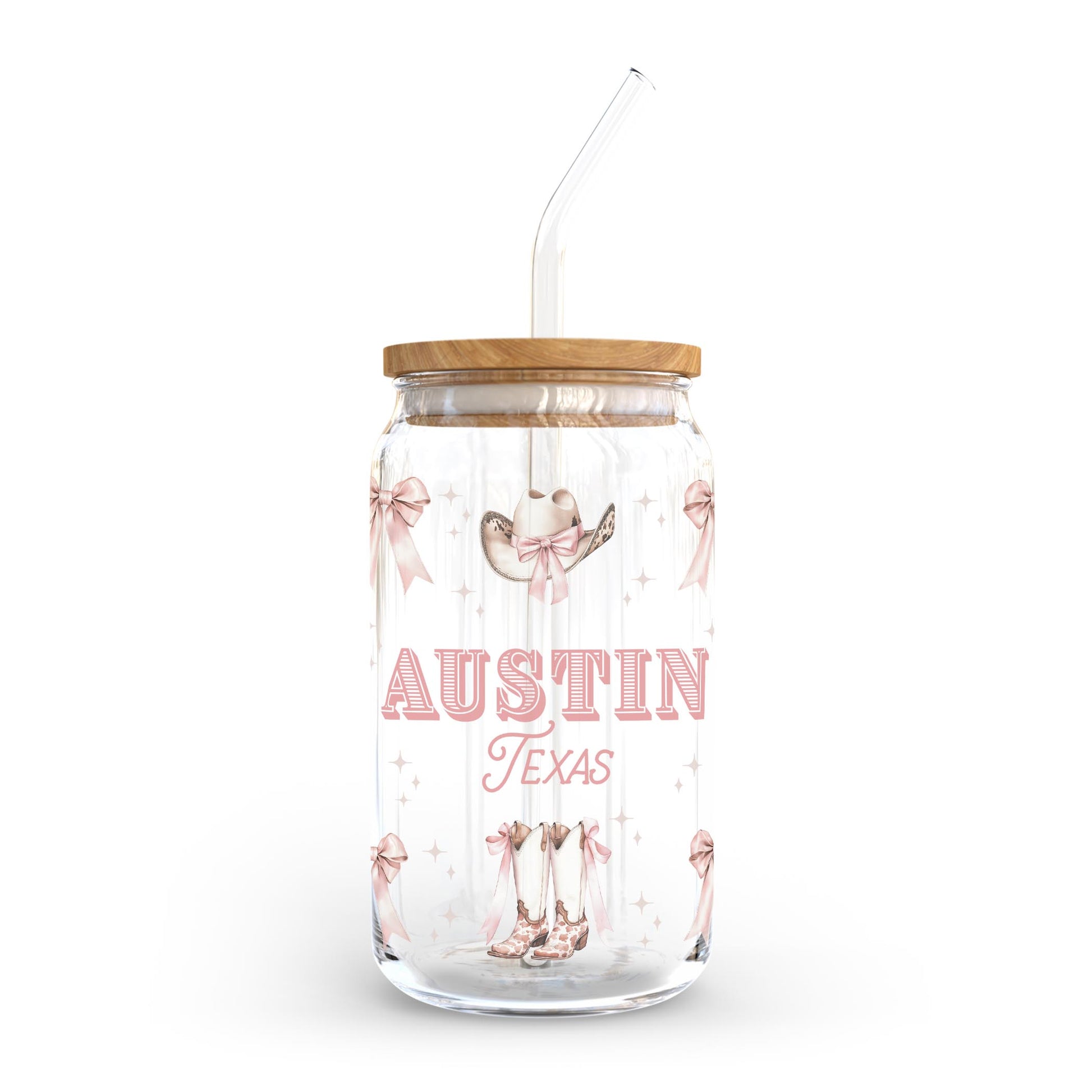 16oz Cold Brew Glass-Love+Local Coquette Cowgirl -0
