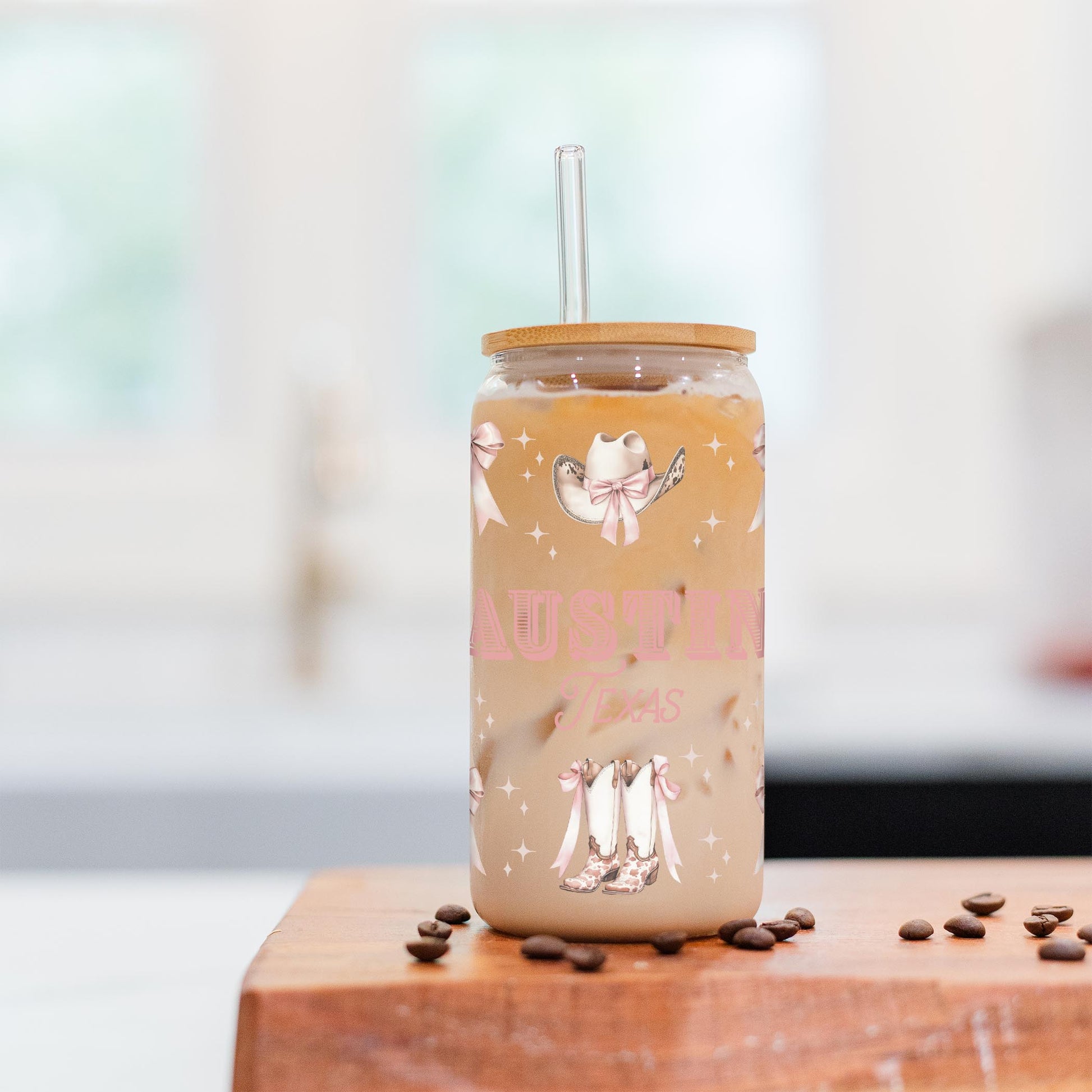 16oz Cold Brew Glass-Love+Local Coquette Cowgirl -2