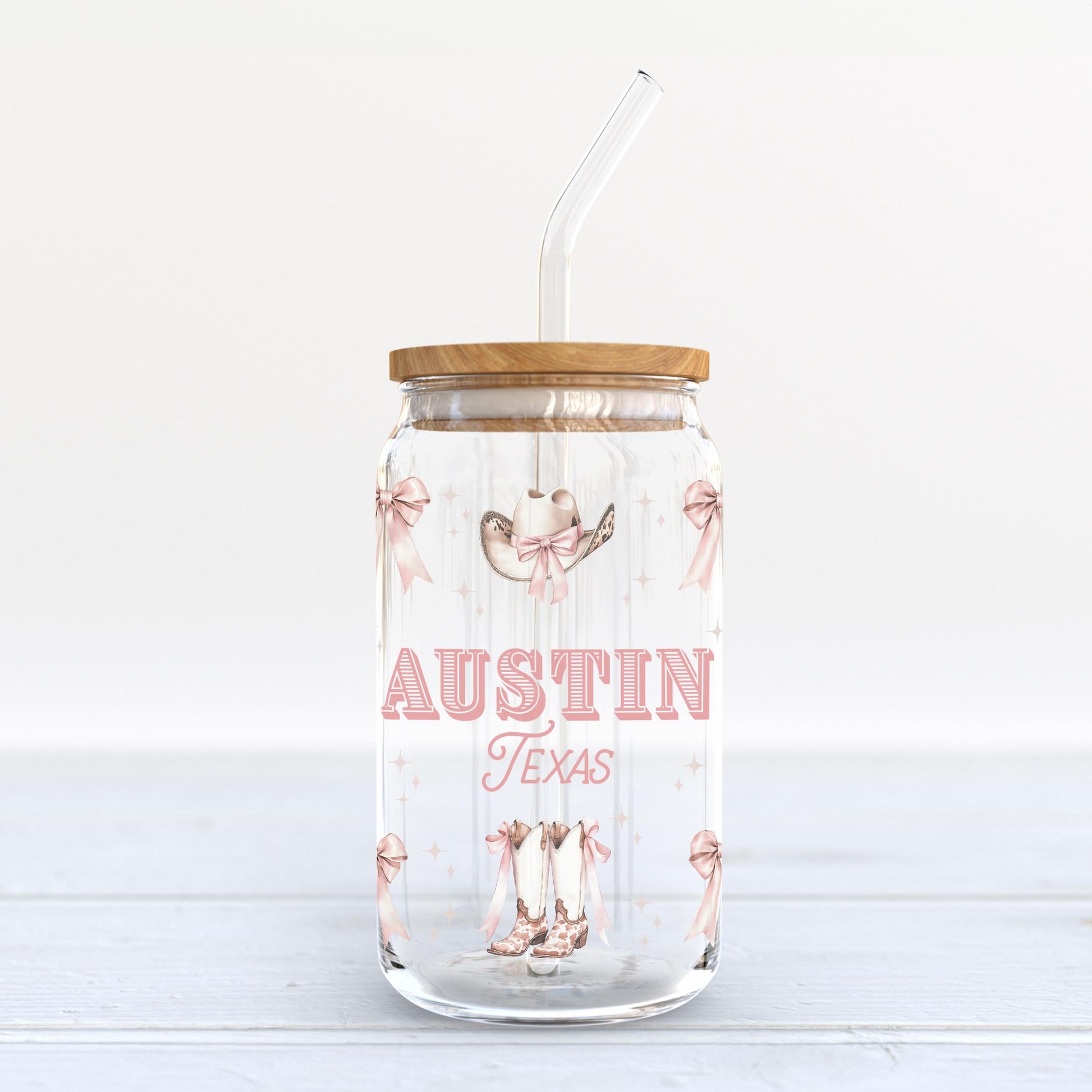 16oz Cold Brew Glass-Love+Local Coquette Cowgirl -3